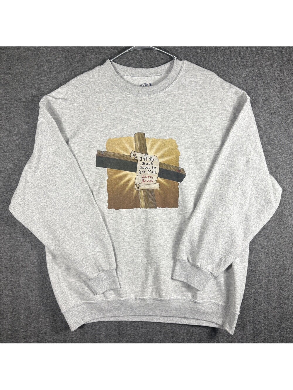 Vintage Christian Cross Sweatshirt Crewneck Mens Size XL Pullover